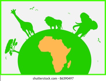 Africa map and animals