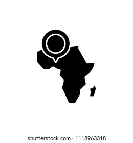Africa map black icon concept. Africa map flat  vector symbol, sign, illustration.