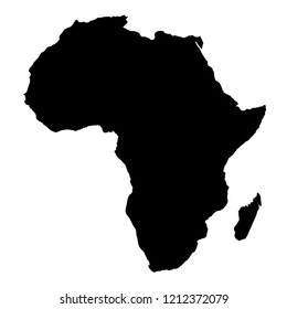 Africa map black silhouette country borders on white background. Contour of state. Vector illustration