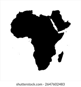 Africa Map - black World Map International vector template with High detailed isolated on white background - Vector