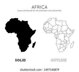 Africa map. Blank vector map of the Continent with countries. Borders of Africa for your infographic. Vector illustration.