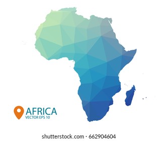 Africa map - blue geometric rumpled triangular low poly style gradient graphic background , polygonal design for your . Vector illustration eps 10.