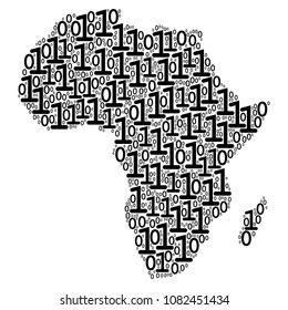 Africa Map collage icon of zero and null digits in variable sizes. Vector digits are composed into Africa Map collage design concept.