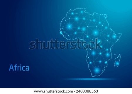 Africa map - concept of communication technology, graphic of low poly.