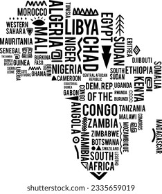Africa Map with countries' names design