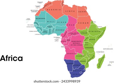 Africa map with country division