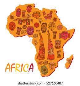 Africa Map Different Ancient Symbols Signs Stock Vector (Royalty Free ...