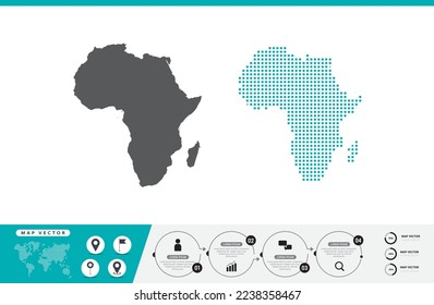 Africa map of dots gray and green for presentation. Set couple pixel creative concept for infographic.