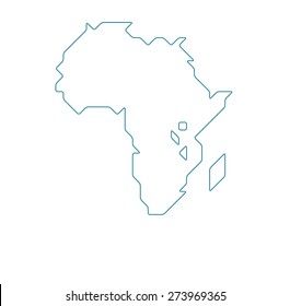 Africa map drawn with thin line on a invisible grid of rounded squares and triangles