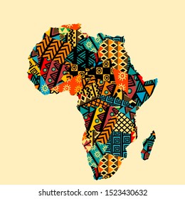 Africa map with ethnic motifs pattern