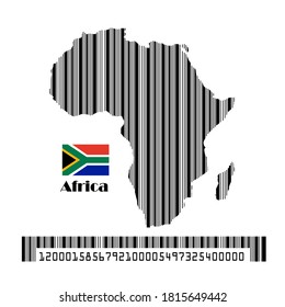 Africa map flag made bar code, vector illustration.