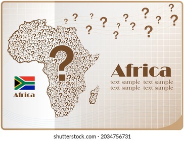 Bandera del mapa de África hecha con signo de interrogación.