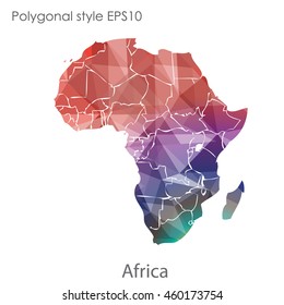 Africa map in geometric polygonal,mosaic style.Abstract gems triangle,modern design background. Vector illustration EPS10