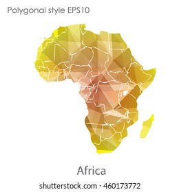 Africa map in geometric polygonal,mosaic style.Abstract gems triangle,modern design background. Vector illustration EPS10