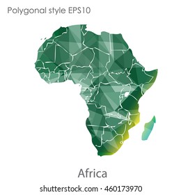 Africa map in geometric polygonal,mosaic style.Abstract gems triangle,modern design background. Vector illustration EPS10