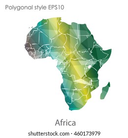 Africa map in geometric polygonal,mosaic style.Abstract gems triangle,modern design background. Vector illustration EPS10