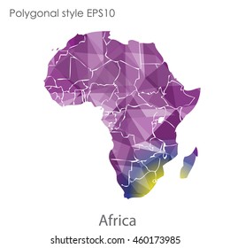 Africa map in geometric polygonal,mosaic style.Abstract gems triangle,modern design background. Vector illustration EPS10