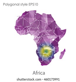 Africa map in geometric polygonal,mosaic style.Abstract gems triangle,modern design background. Vector illustration EPS10