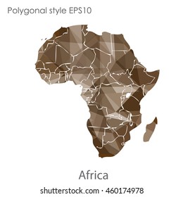 Africa map in geometric polygonal,mosaic style.Abstract gems triangle,modern design background. Vector illustration EPS10