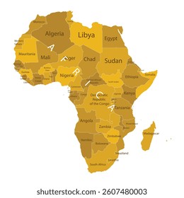 Africa map gradient flat yellow color isolated vector design graphic