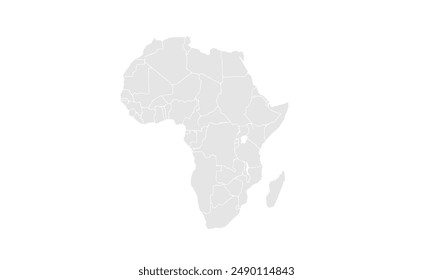 Africa map Grayscale,isolated on white background for website layouts,background,education, precise,customizable,Travel worldwide,map silhouette backdrop,earth geography, political,reports.