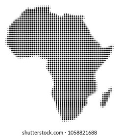 Africa Map halftone vector icon. Illustration style is dotted iconic Africa Map symbol on a white background. Halftone matrix is circle points.