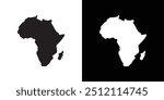 africa map icon Black line art vector logo set