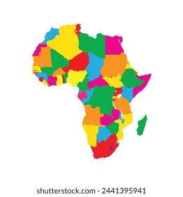 Africa map icon with borders between countries in different colors vector illustration design
