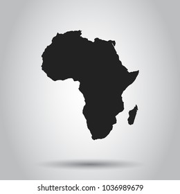 Africa map icon. Flat vector illustration. Africa sign symbol with shadow on white background.