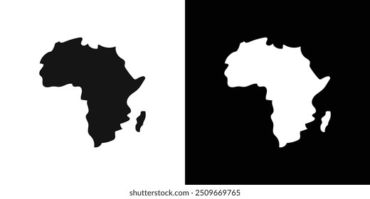icono de mapa de África Esquema plano del conjunto de Vectores