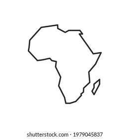 Africa map icon isolated on white background. Africa outline map. Simple line icon. Vector illustration