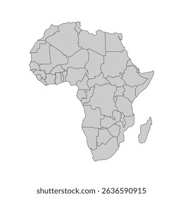 Africa map icon on white background.