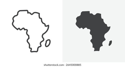 africa map icon Outline vector sign
