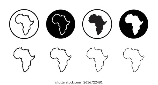 africa map icon Thin line illustration set
