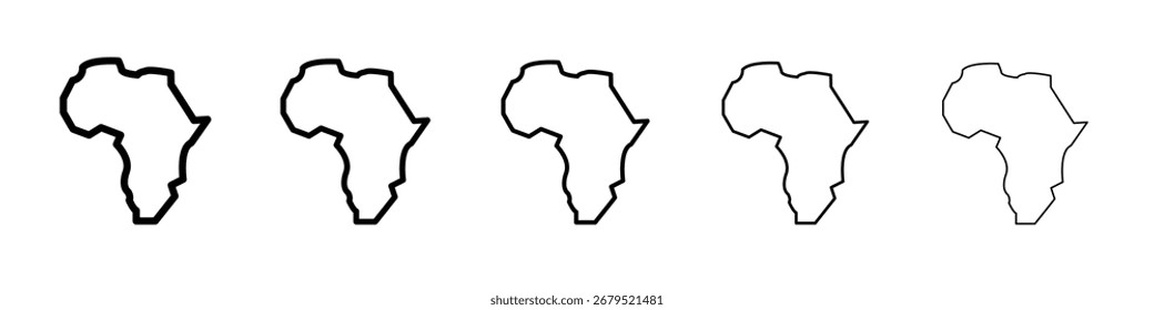 Africa map icon thin line outline set or collection
