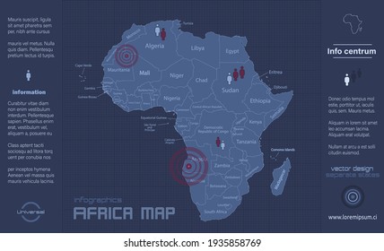 Africa map, individual states, infographics blue flat design vector