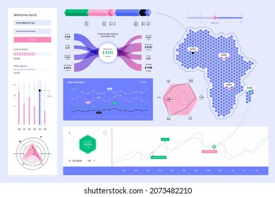 Africa map with infographics and statistics
