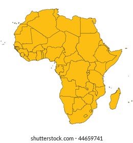 Africa map, isolated and grouped countries of Africa on white