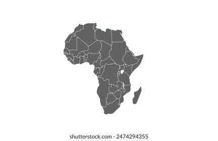 Africa map isolated on white background. for website layouts, background, education, precise, customizable, Travel worldwide, map silhouette backdrop, earth geography, political, reports.