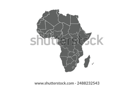 Africa map isolated on white background. for website layouts, background, education, precise, customizable, Travel worldwide, map silhouette backdrop, earth geography, political, reports.