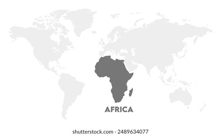 Africa map, Large wall world map silhouette, Map of Asia, Africa, south America, North America, Europe, Australia, satellite, gov, tourism. fully editable, transparent, global.