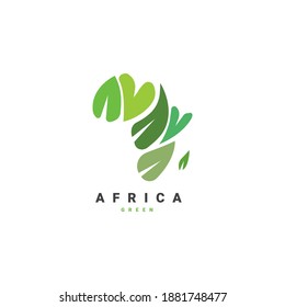 Africa map with leaf symbol logo design illustration vector template