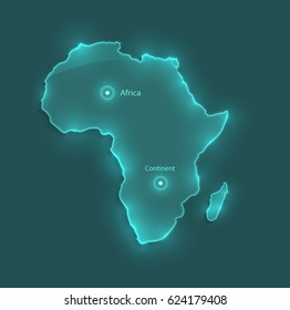 Africa map light neon vector