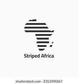 Africa map logo with line arrangement shapes.