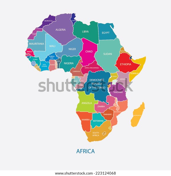 国名を持つアフリカの地図イラストベクター画像 のベクター画像素材 ロイヤリティフリー