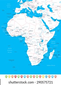 Africa - map, navigation icons - illustration