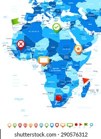 Africa - map and navigation icons - illustration