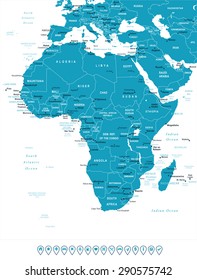 Africa - map and navigation labels - illustration