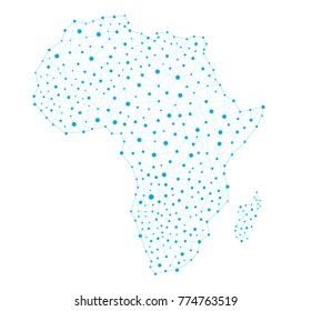 Africa Map Network Connections, Vector Illustration