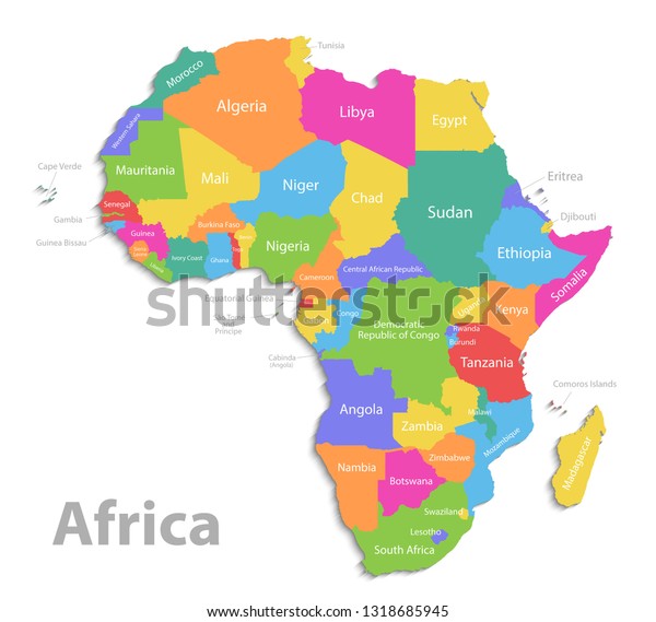 Africa Map New Political Detailed Map Stock Vector Royalty Free 1318685945
